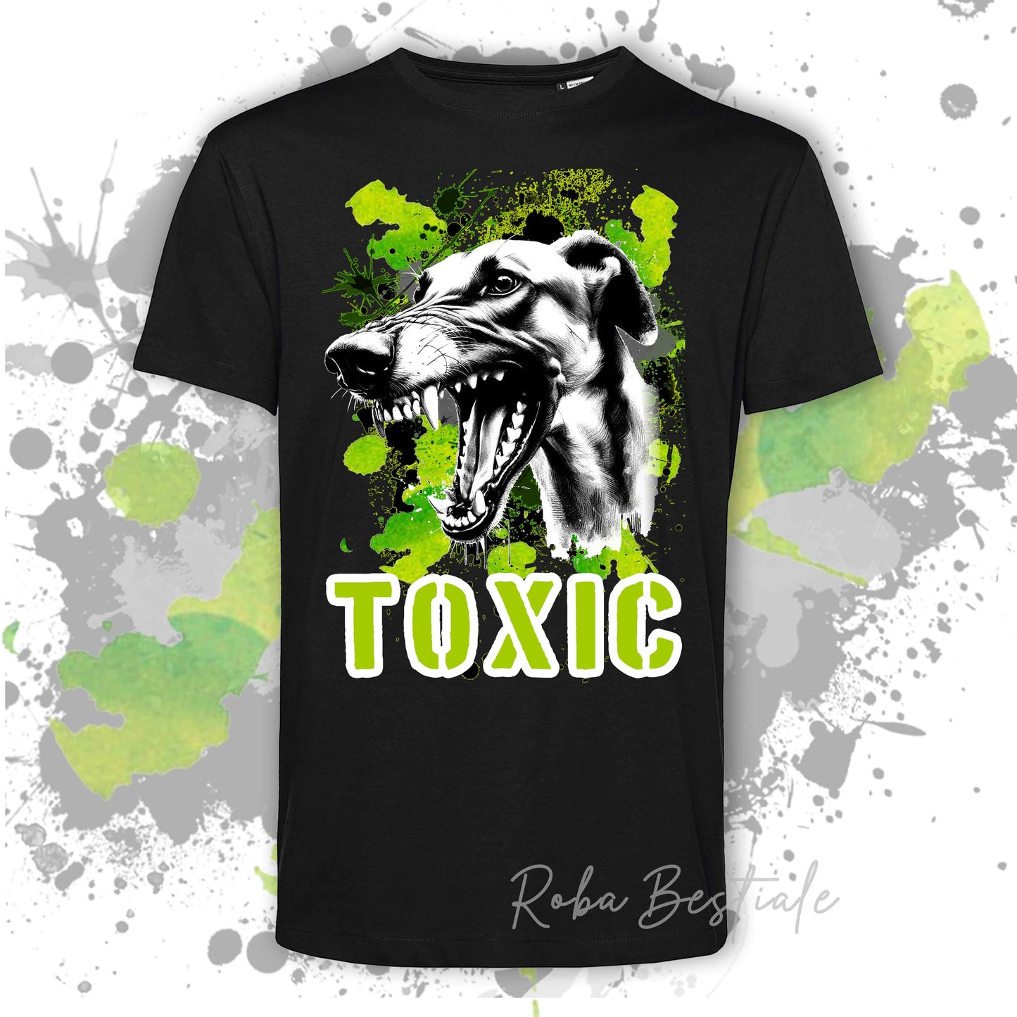 T-shirt TOXIC - AZAWAKH - Bianca o Nera, Uomo o Donna - dalla XS alla 5XL - 100% Cotone