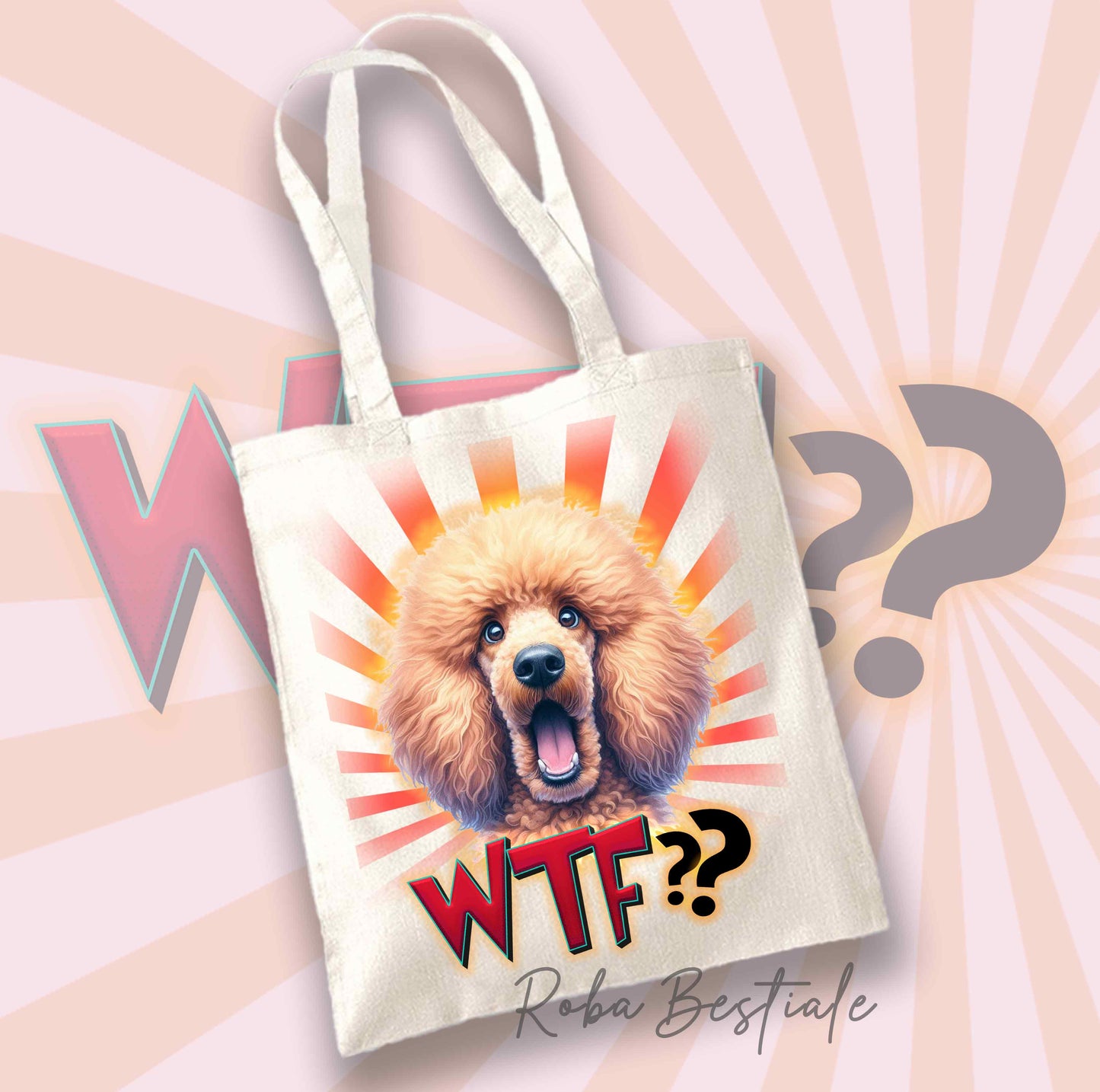 Shopper WTF?? - BARBONE Albicocca - Diversi colori disponibili, 100% Cotone