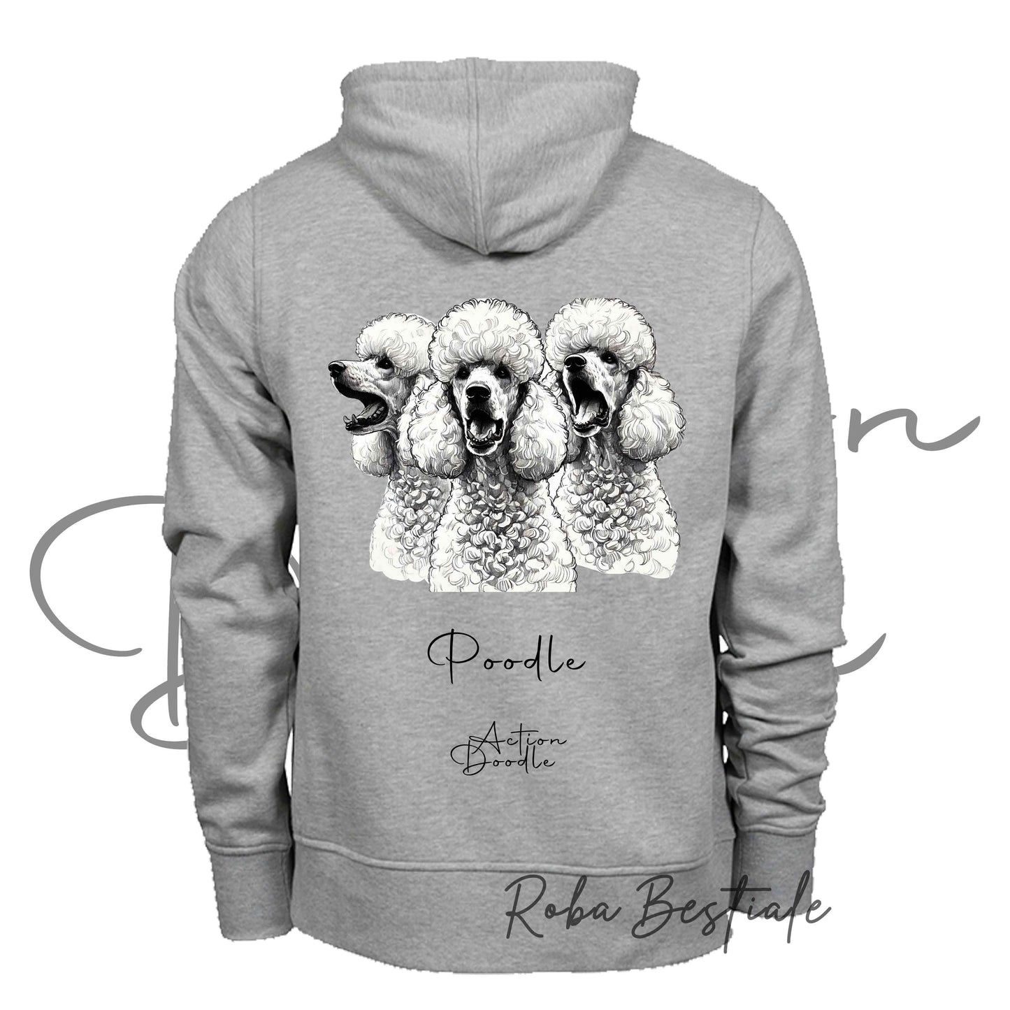 Felpa ACTION DOODLE - BARBONE Grande Mole Bianco 1 - Unisex - Grigia - dalla XS alla 3XL