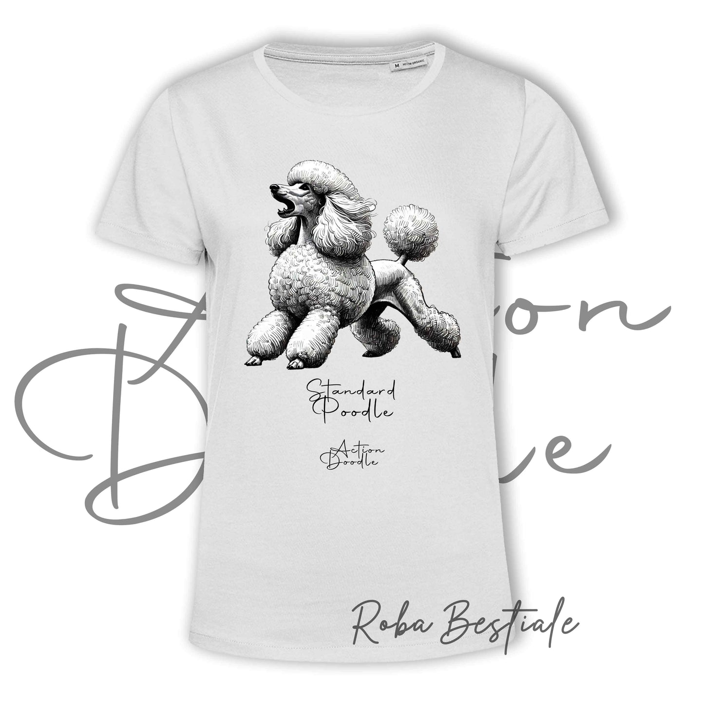 T-Shirt ACTION DOODLE - BARBONE Grande Mole Bianco 2 - 100% Cotone, Bianca, Uomo o Donna - dalla XS alla 5XL