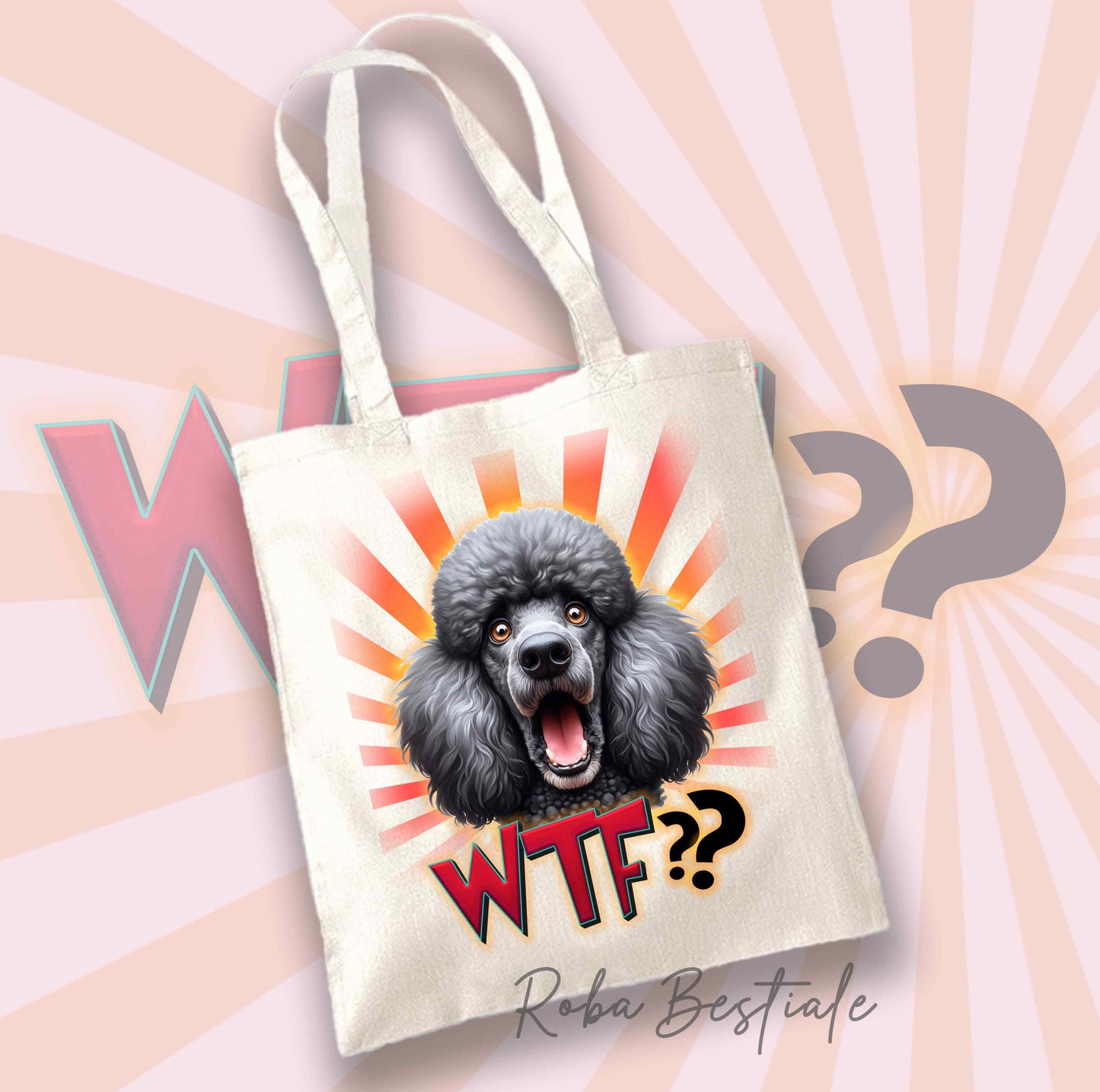 Shopper WTF?? - BARBONE Grande Mole Grigio - Diversi colori disponibili, 100% Cotone