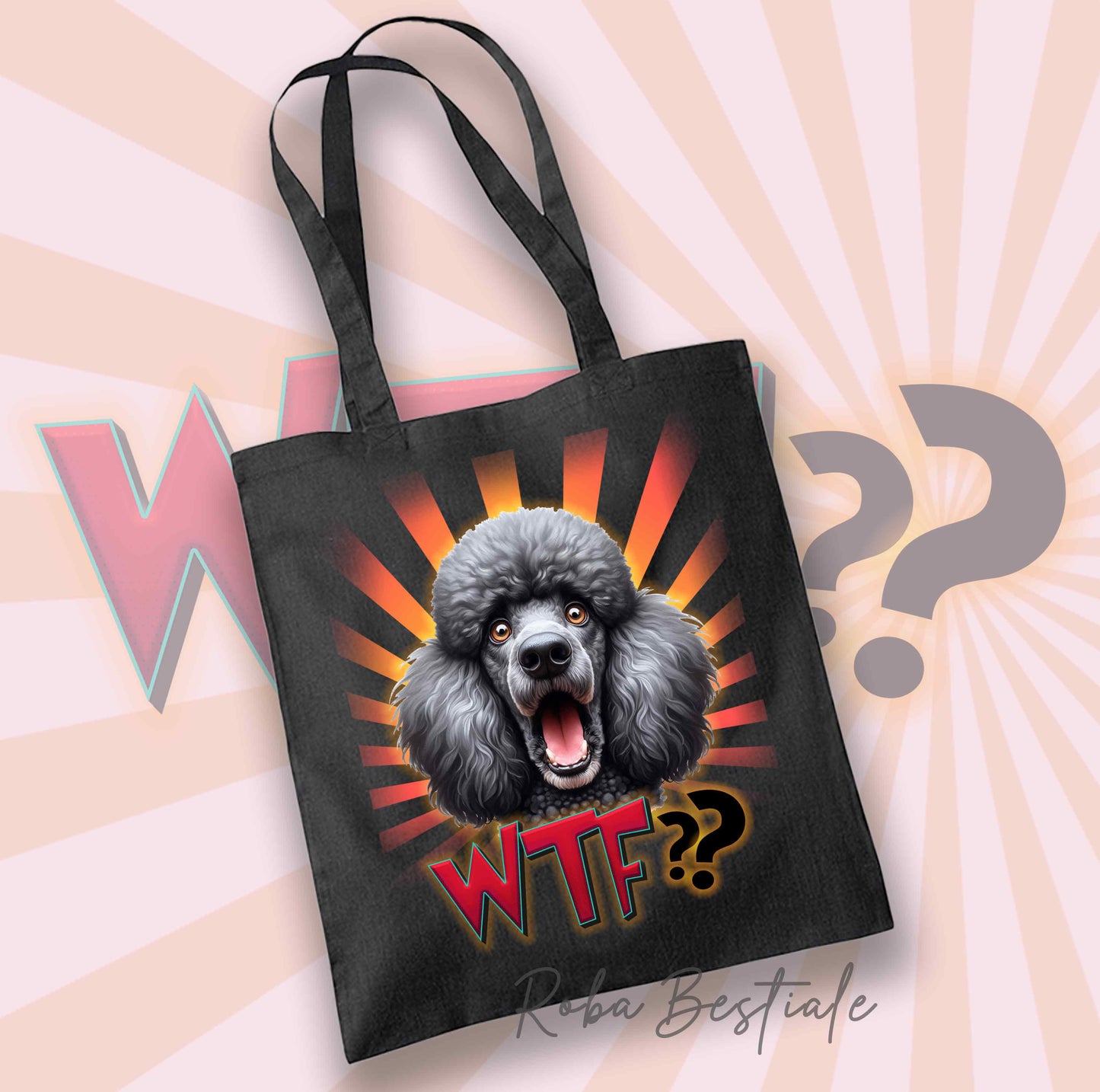 Shopper WTF?? - BARBONE Grande Mole Grigio - Diversi colori disponibili, 100% Cotone