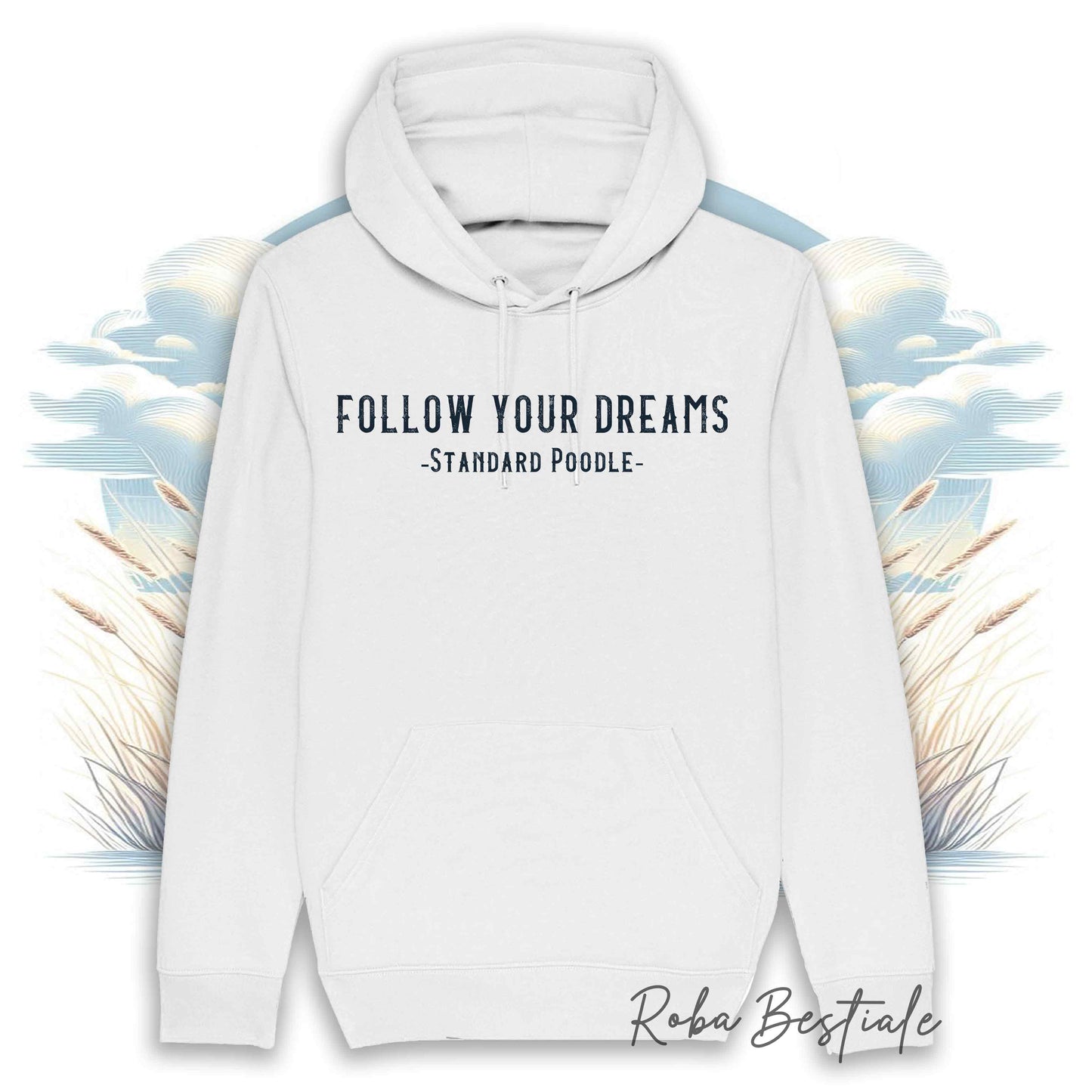 Felpa Estiva QUOTES "DREAM" - BARBONE Grande Mole Bianco - con Cappuccio, Unisex - Off White, Bianca o Grigia - dalla S alla 2XL