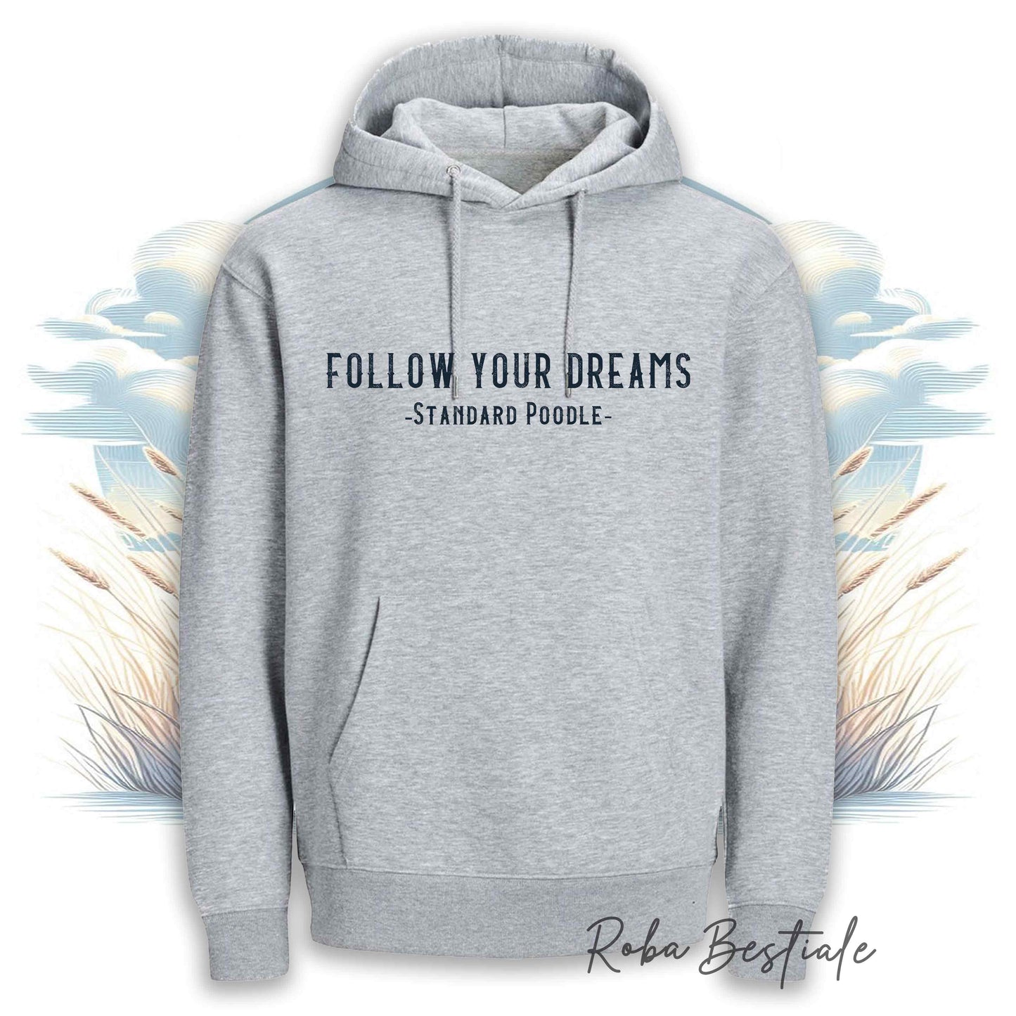 Felpa Estiva QUOTES "DREAM" - BARBONE Grande Mole Bianco - con Cappuccio, Unisex - Off White, Bianca o Grigia - dalla S alla 2XL