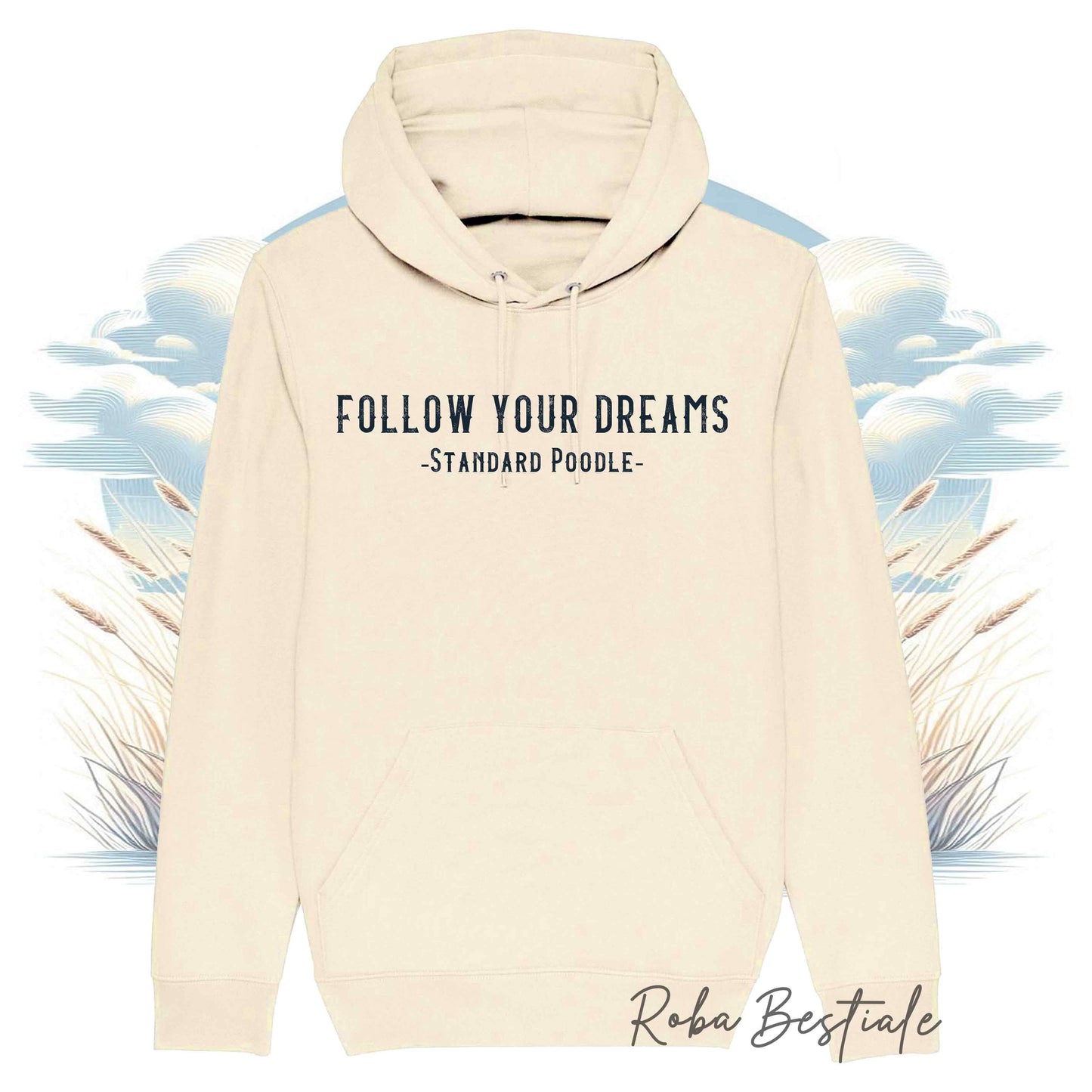Felpa Estiva QUOTES "DREAM" - BARBONE Grande Mole Bianco - con Cappuccio, Unisex - Off White, Bianca o Grigia - dalla S alla 2XL
