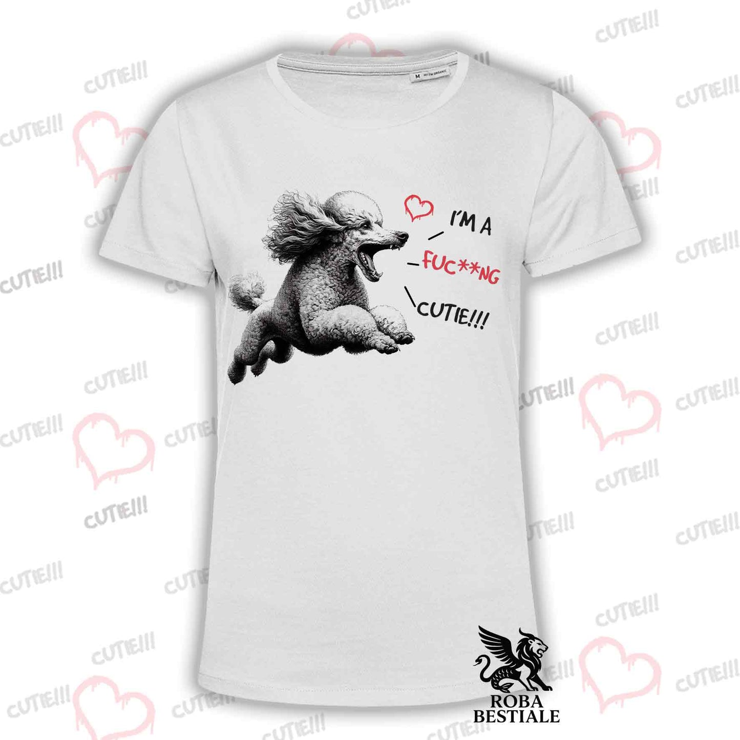 T-Shirt CUTIE - BARBONE Grande Mole - Bianca o Beige, da Uomo o da Donna - dalla XS alla 5XL