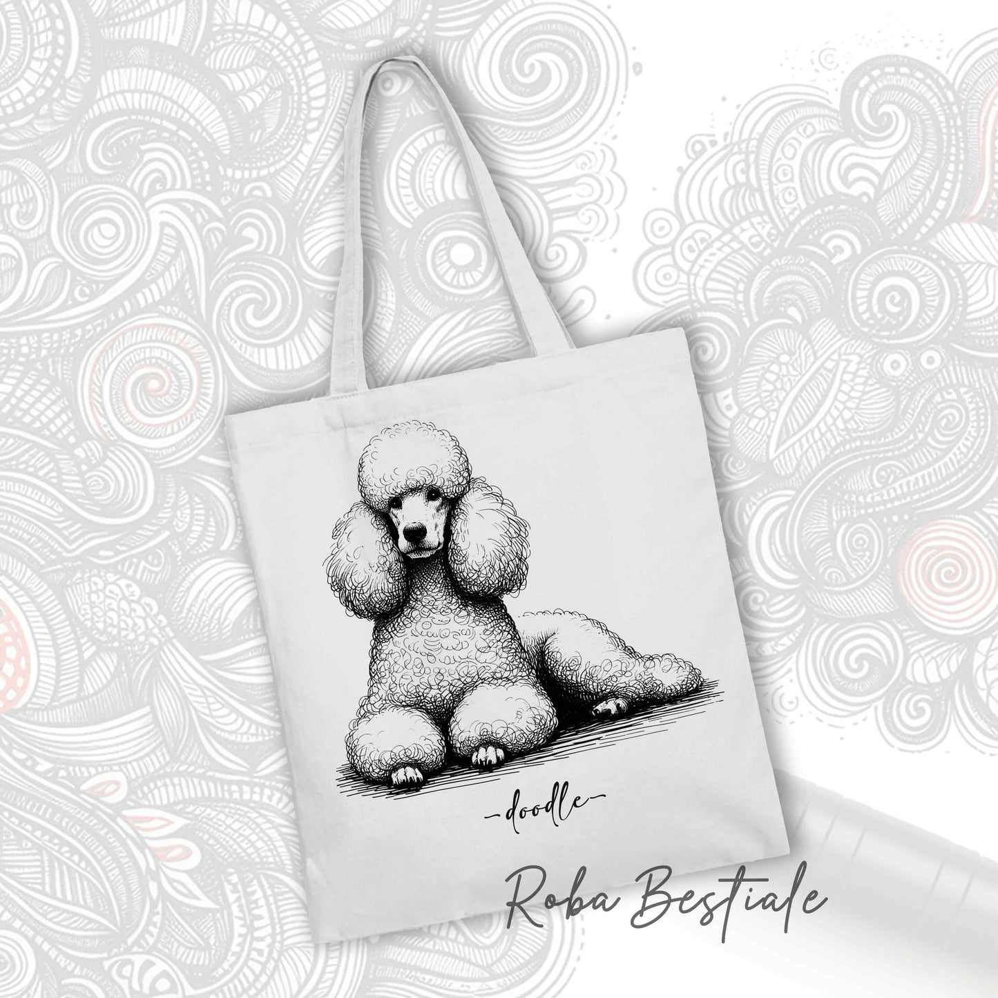 DOODLE Elegance Shopper - Big White Poodle - Various colors available, 100% Cotton