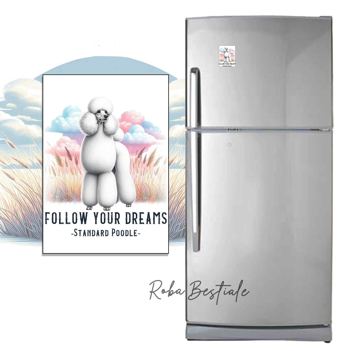 Calamita QUOTES "DREAM" - BARBONE Grande Mole Bianco - in MDF, 7x5 cm