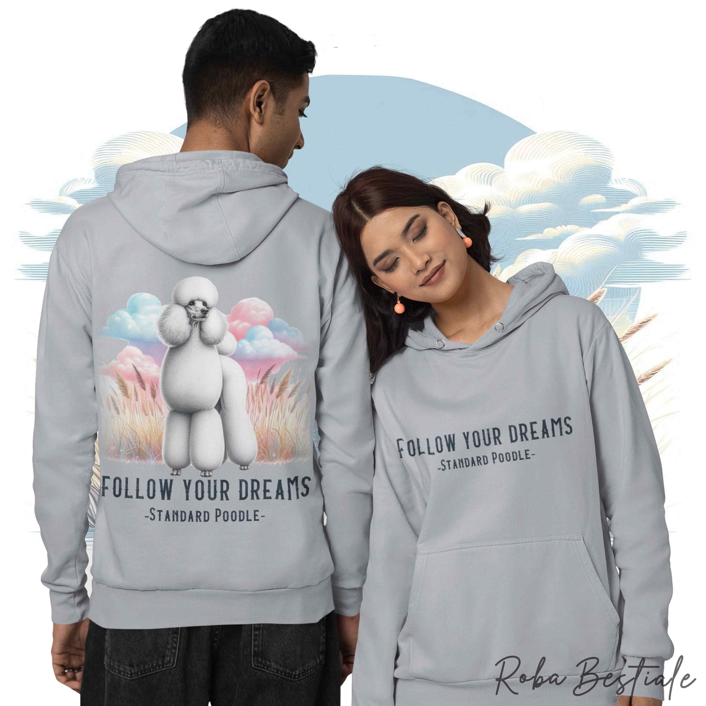 Felpa Estiva QUOTES "DREAM" - BARBONE Grande Mole Bianco - con Cappuccio, Unisex - Off White, Bianca o Grigia - dalla S alla 2XL