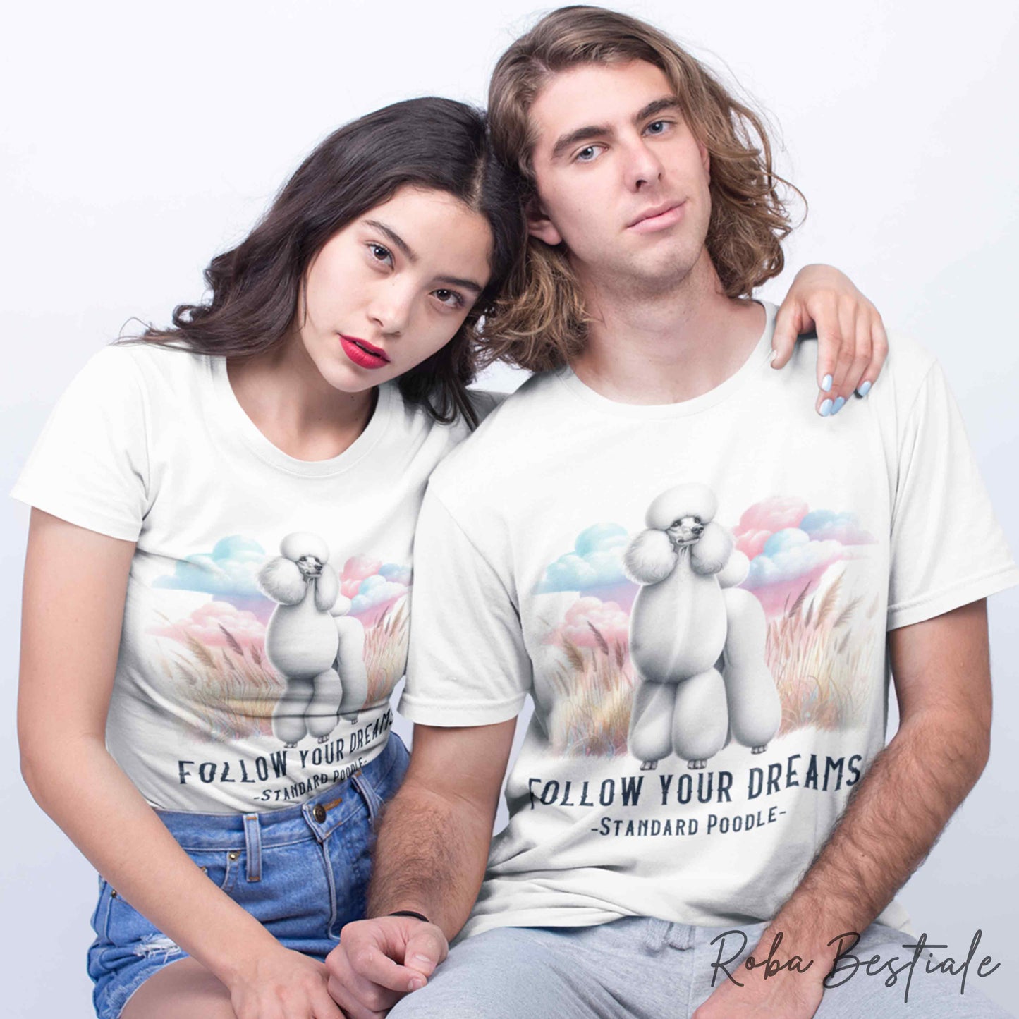 T-Shirt QUOTES "DREAM" - BARBONE Grande Mole Bianco - Bianca, Uomo o Donna - dalla XS alla 5XL