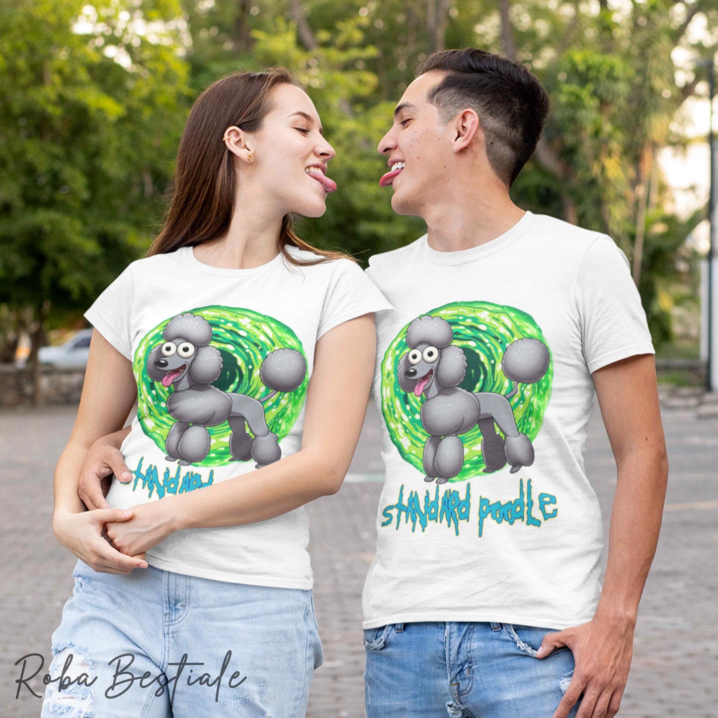 RICK & MORTY T-Shirt - POODLE Silver - White or Black - XS to 5XL