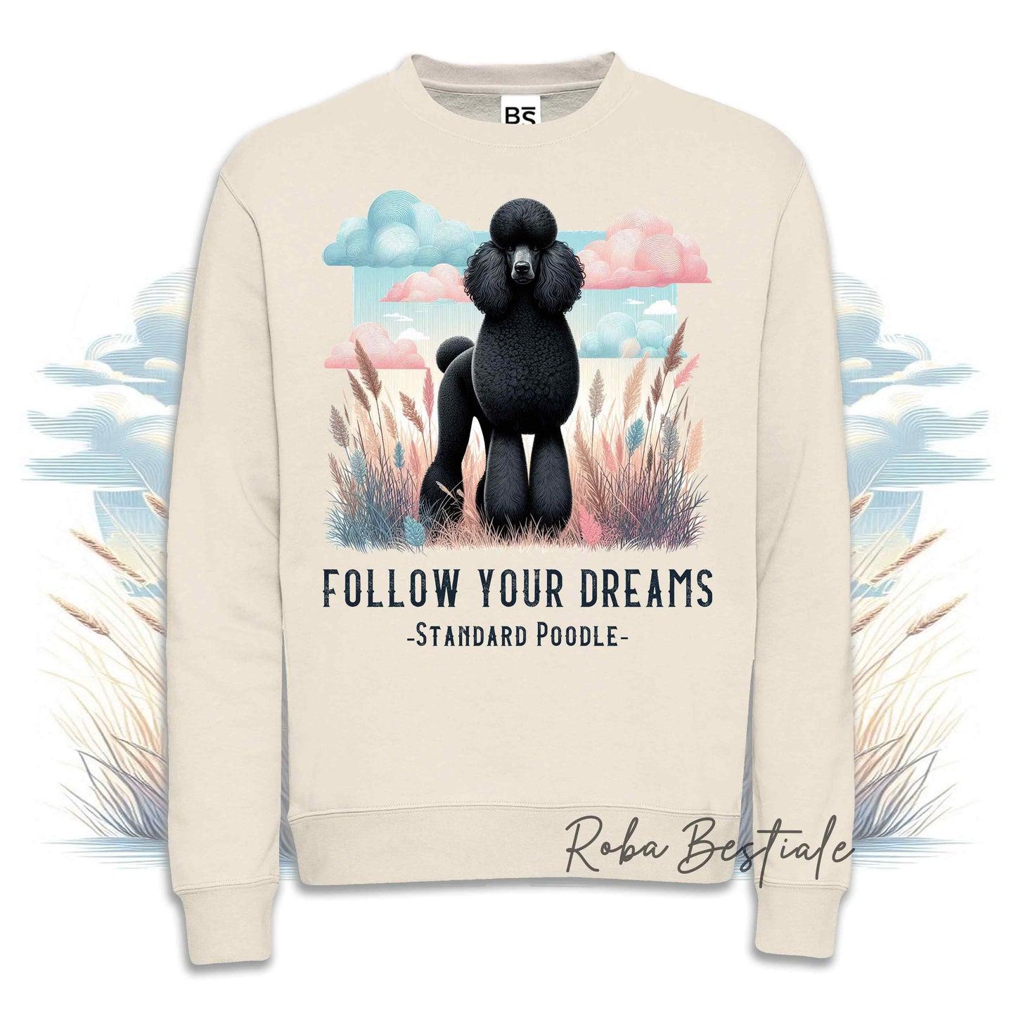 Felpa Invernale QUOTES "DREAM" - BARBONE Grande Mole Nero - Girocollo, Unisex - Off White, Bianca o Grigia - dalla XS alla 3XL