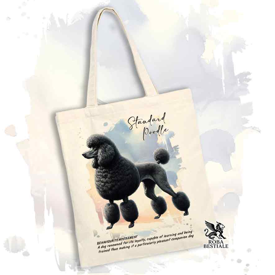 Tote Bag BEHAVIOR - BARBONE Grande Mole Nero - 100% Cotone - Bianca o Beige