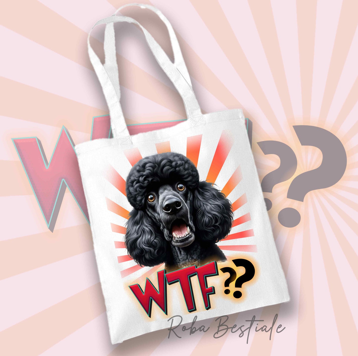 Shopper WTF?? - BARBONE Grande Mole Nero - Diversi colori disponibili, 100% Cotone