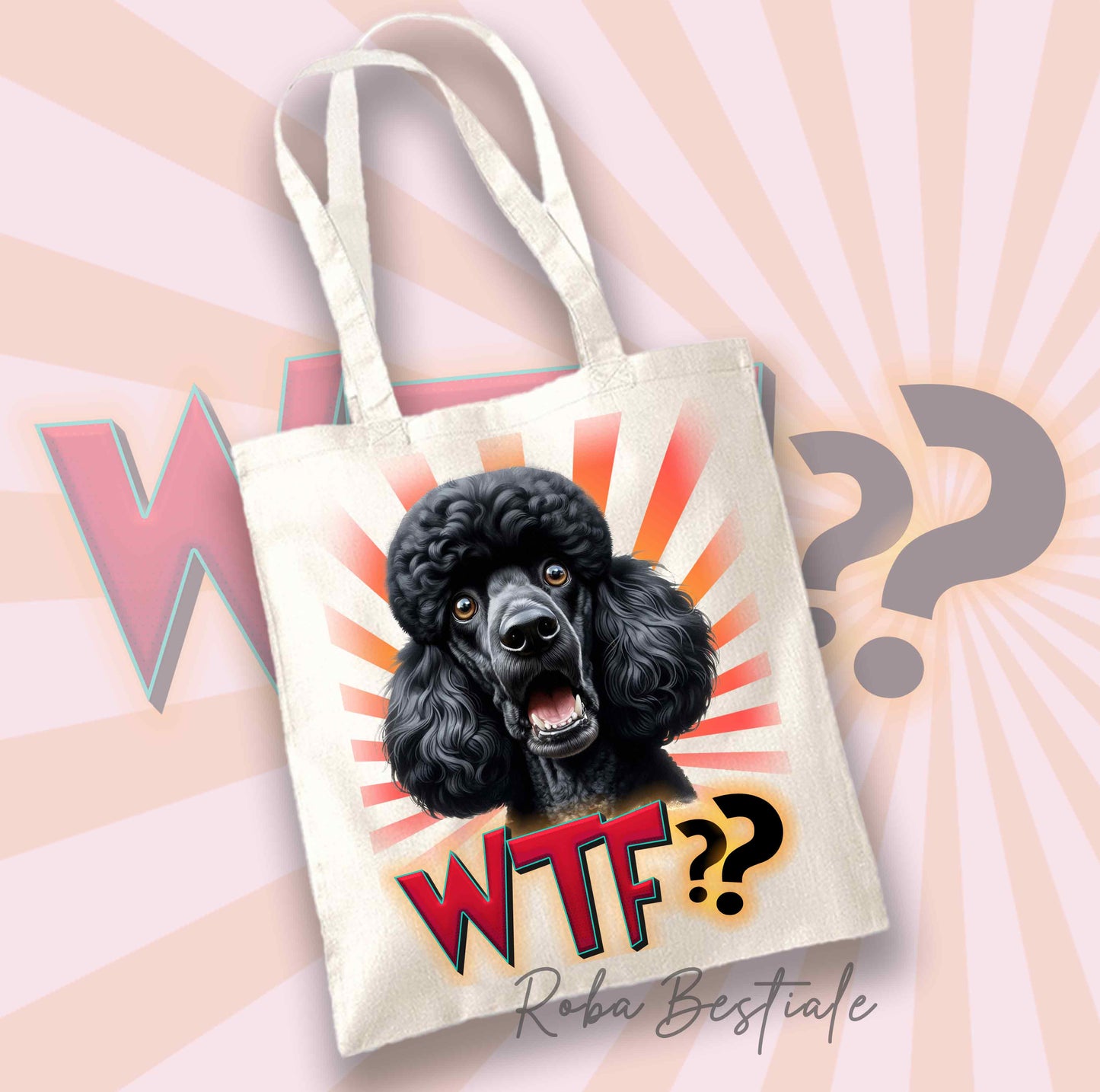 Shopper WTF?? - BARBONE Grande Mole Nero - Diversi colori disponibili, 100% Cotone