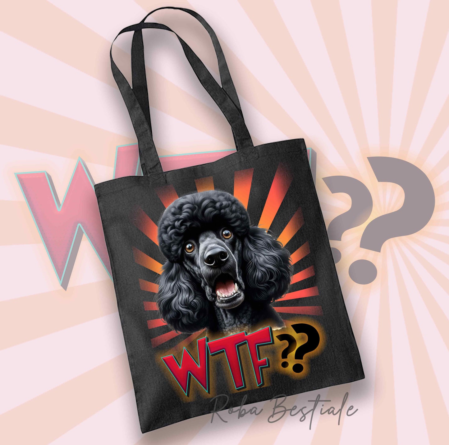Shopper WTF?? - BARBONE Grande Mole Nero - Diversi colori disponibili, 100% Cotone