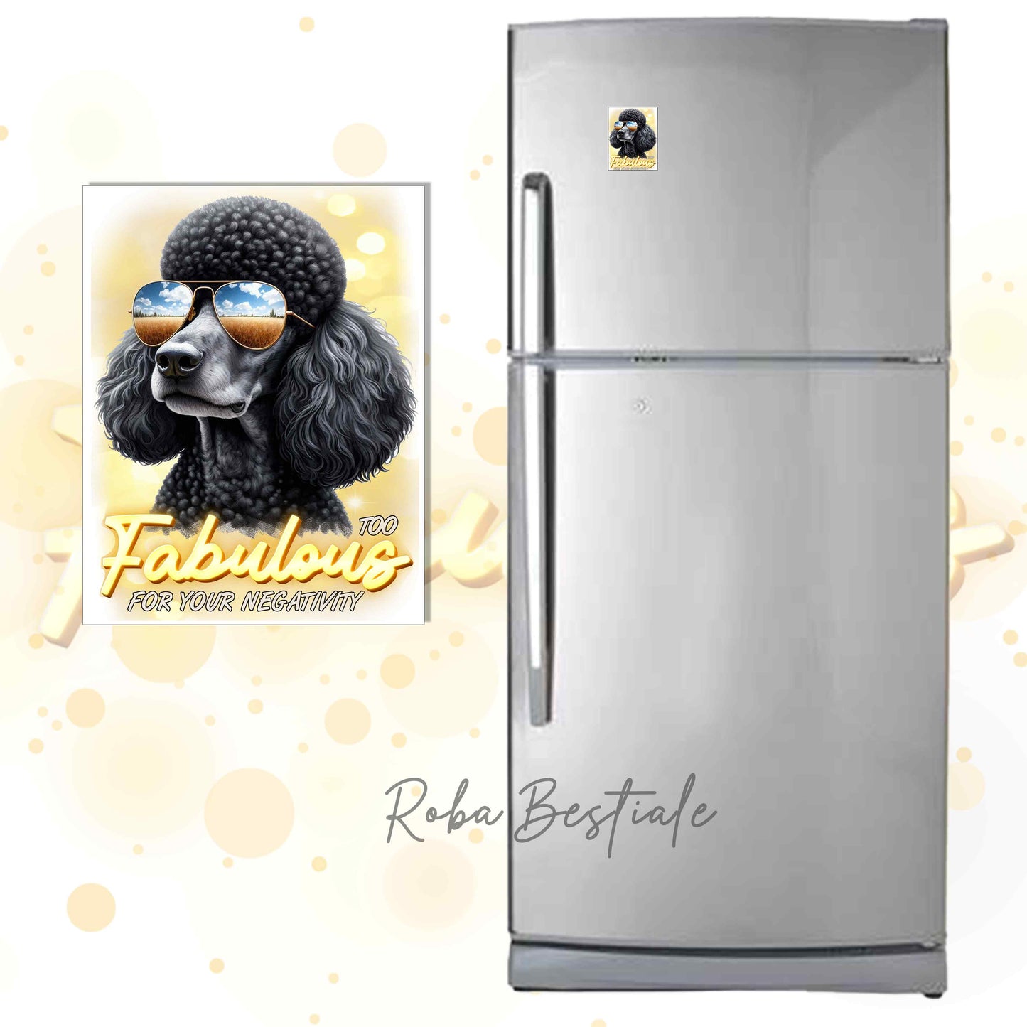 Calamita TOO FABULOUS - BARBONE Grande Mole Nero - in MDF - 7x5 cm