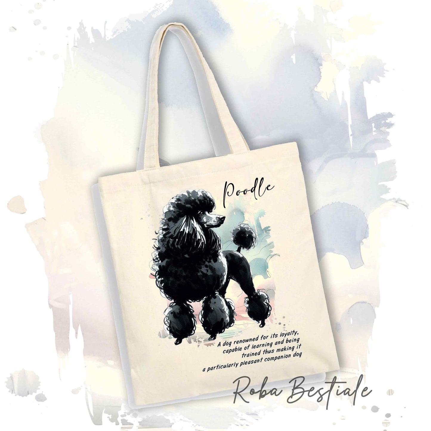 Shopper BEHAVIOR - BARBONE Nero - Standard FCI - Diversi colori disponibili, 100% Cotone