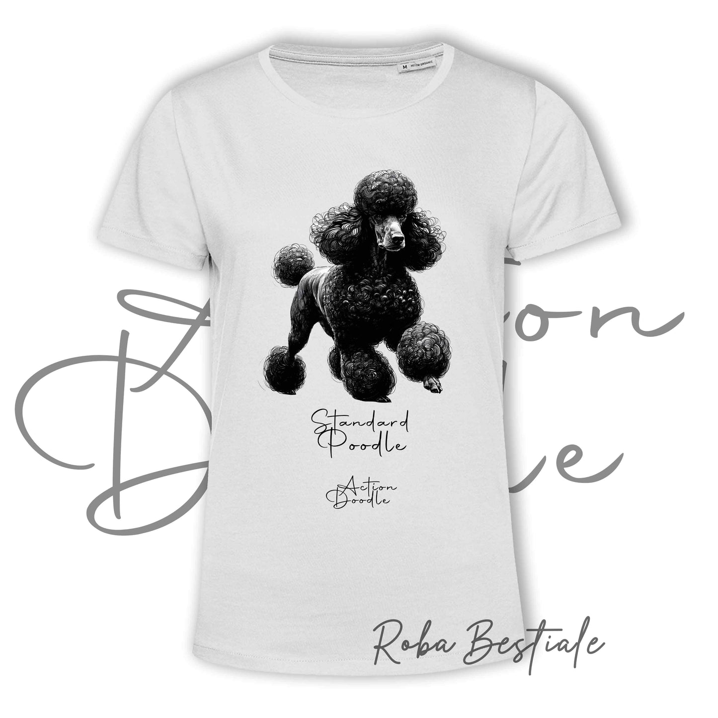 T-Shirt ACTION DOODLE - BARBONE Grande Mole Nero 2 - 100% Cotone, Bianca, Uomo o Donna - dalla XS alla 5XL