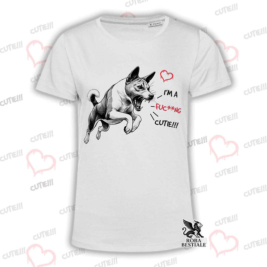 T-Shirt CUTIE - BASENJI - Bianca o Beige, da Uomo o da Donna - dalla XS alla 5XL