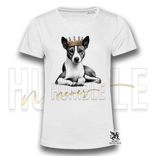 T-shirt NEVER HUMBLE - BASENJI - Bianca o Beige, da Uomo o da Donna - dalla XS alla 5XL