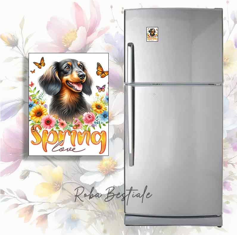 Magnete SPRING LOVE - BASSOTTO TEDESCO a Pelo Lungo