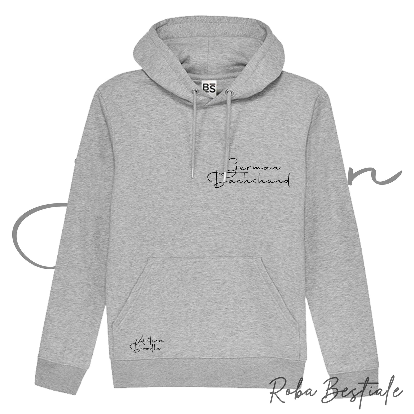 Felpa ACTION DOODLE - BASSOTTO TEDESCO a Pelo Corto 1 - Unisex - Grigia - dalla XS alla 3XL