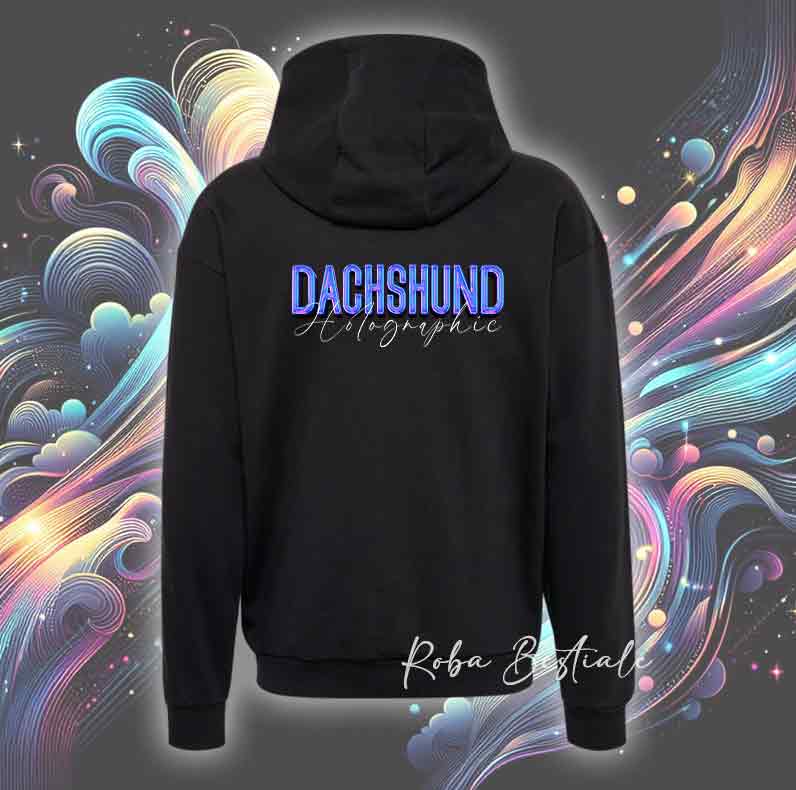 Felpa Invernale HOLO - BASSOTTO TEDESCO a Pelo Corto, Black Tricolor - Con Cappuccio, Unisex - Nera - dalla XS alla 3XL