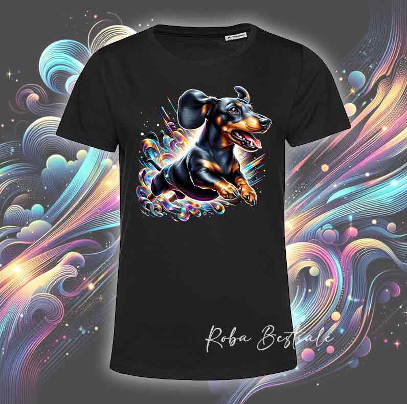 T-Shirt HOLO - BASSOTTO TEDESCO a Pelo Corto, Black Tricolor - Uomo o Donna - dalla XS alla 5XL