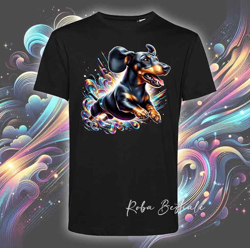 T-Shirt HOLO - BASSOTTO TEDESCO a Pelo Corto, Black Tricolor - Uomo o Donna - dalla XS alla 5XL