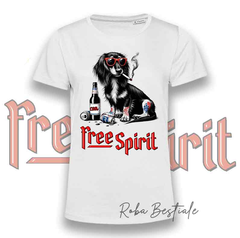 T-Shirt FREE SPIRIT - BASSOTTO TEDESCO a Pelo Lungo