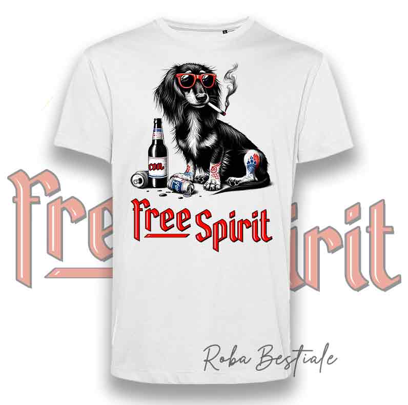T-Shirt FREE SPIRIT - BASSOTTO TEDESCO a Pelo Lungo