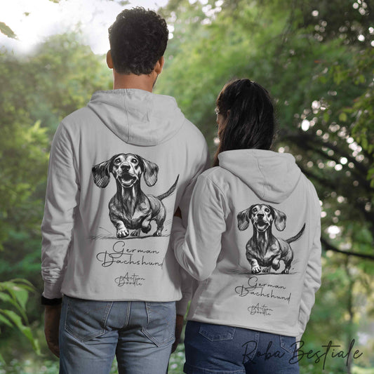 Felpa ACTION DOODLE - BASSOTTO TEDESCO a Pelo Corto 1 - Unisex - Grigia - dalla XS alla 3XL
