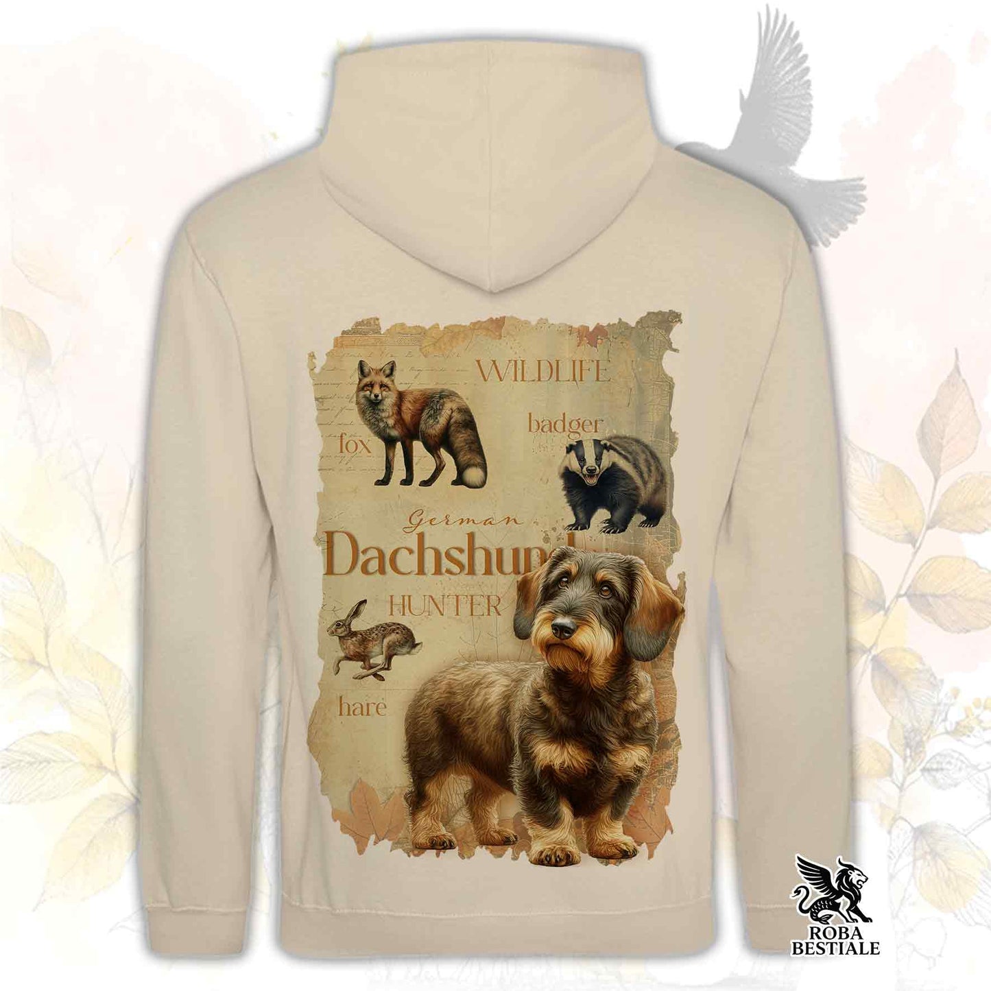 Felpa FIELD LEGACY - BASSOTTO TEDESCO a Pelo Duro Cinghiale Marrone - Con Cappuccio e Tasconi, Unisex - dalla XS alla 3XL