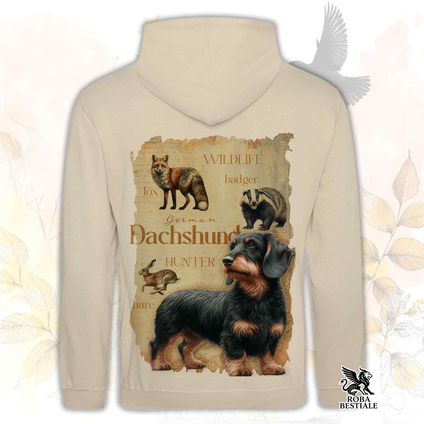 Felpa FIELD LEGACY - BASSOTTO TEDESCO a Pelo Duro Nero Focato - Con Cappuccio e Tasconi, Unisex - dalla XS alla 3XL