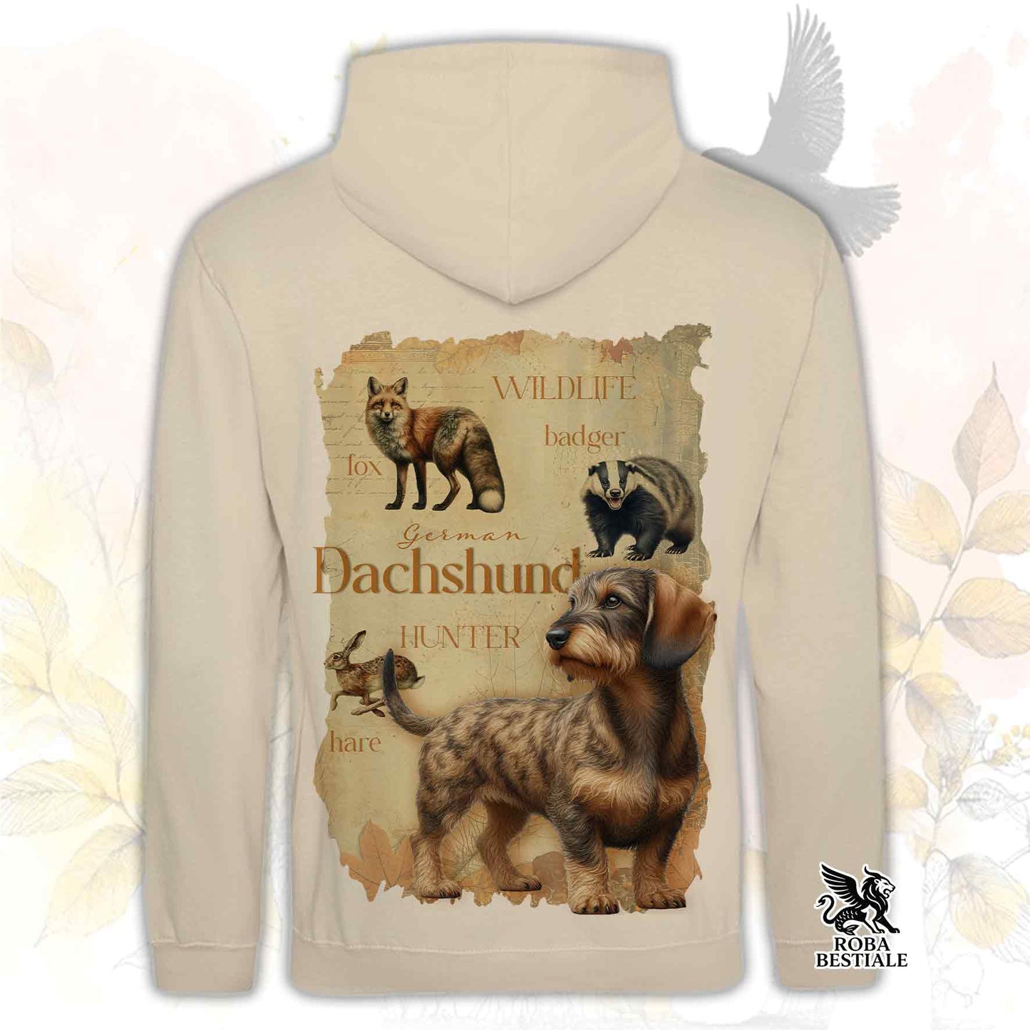 Felpa FIELD LEGACY - BASSOTTO TEDESCO a Pelo Duro Tigrato - Con Cappuccio e Tasconi, Unisex - dalla XS alla 3XL