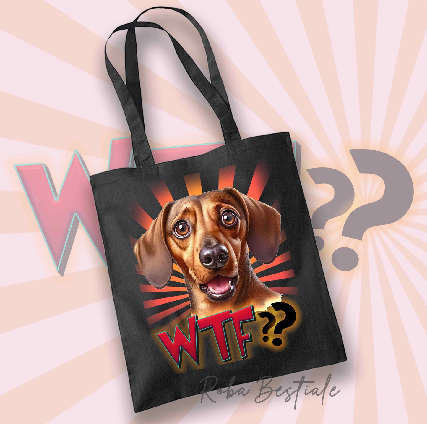 Shopper WTF?? - BASSOTTO TEDESCO a Pelo Corto Fulvo - 100% Cotone - Diversi colori disponibili!