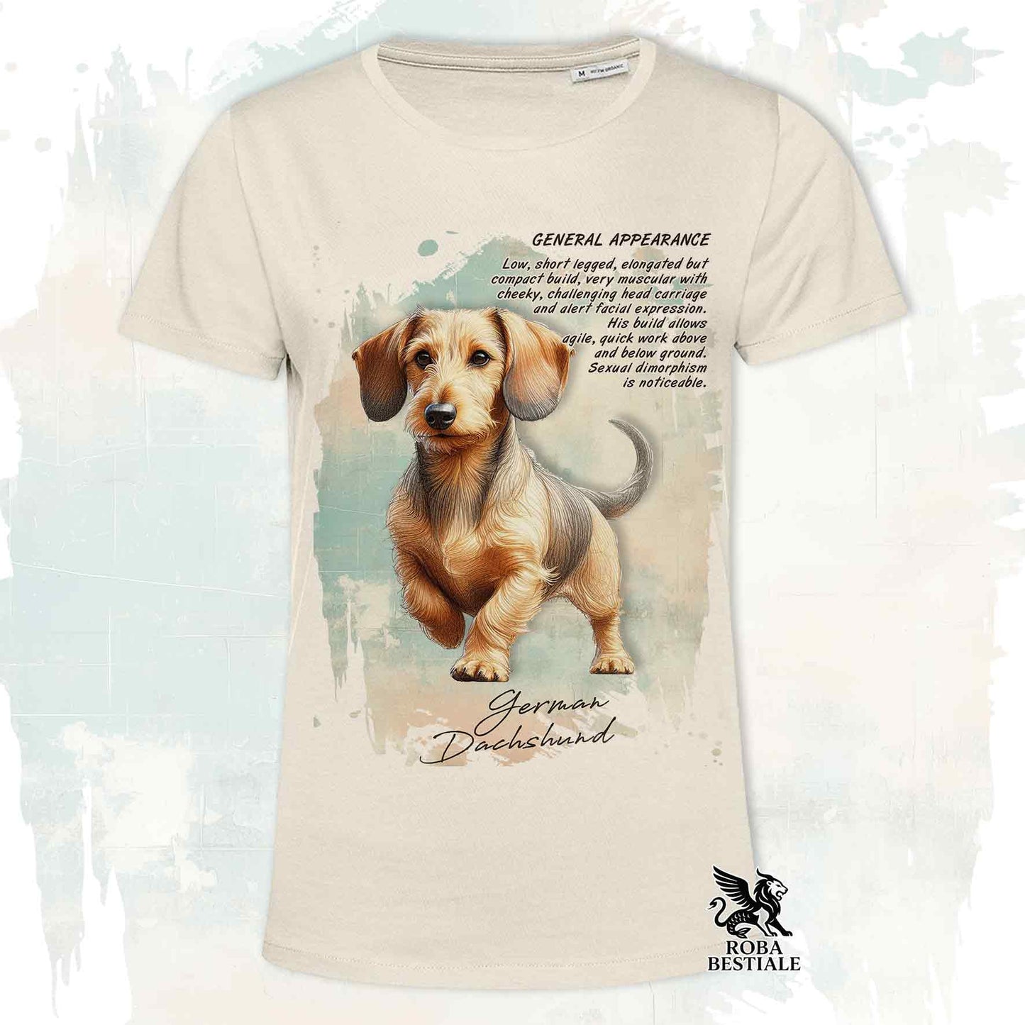 T-Shirt APPEARANCE - BASSOTTO a Pelo Duro Foglia Secca - Bianca o Beige, da Uomo o da Donna - dalla XS alla 5XL