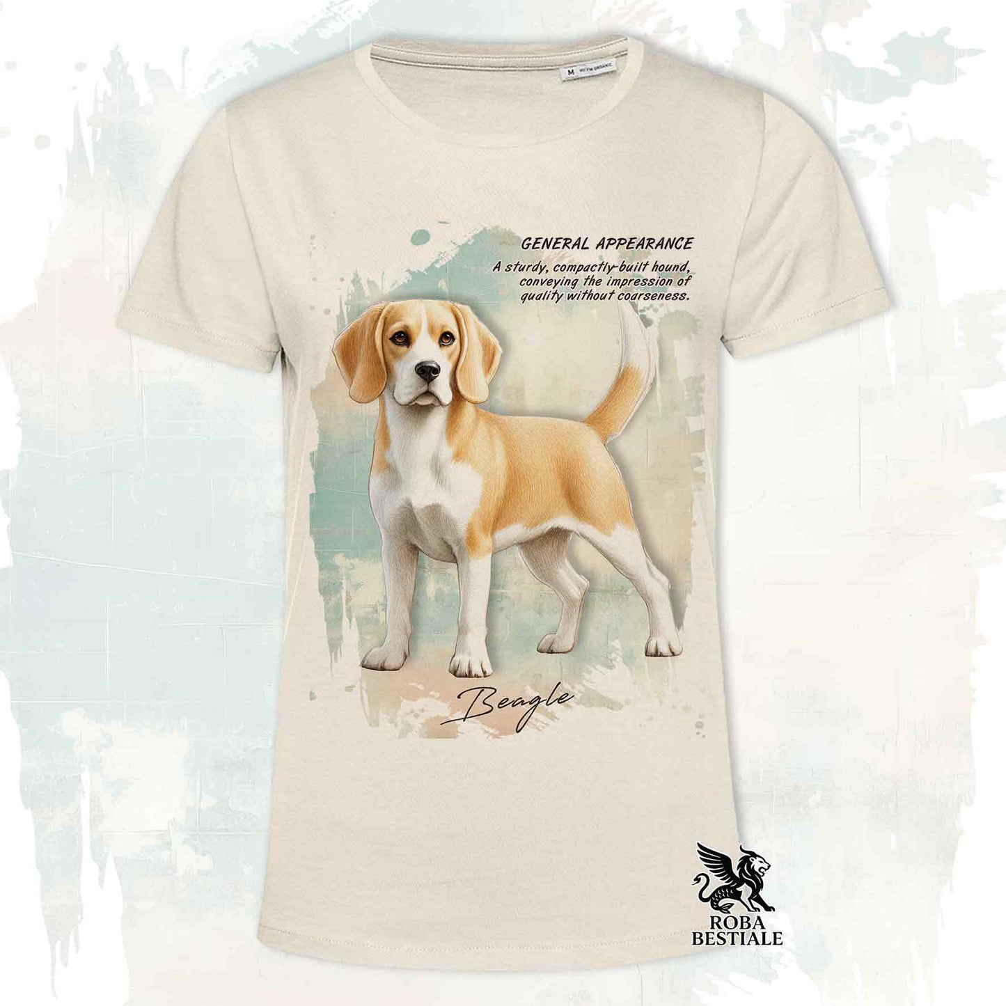 T-Shirt APPEARANCE - BEAGLE Fuoco e Bianco - Bianca o Beige, da Uomo o da Donna - dalla XS alla 5XL