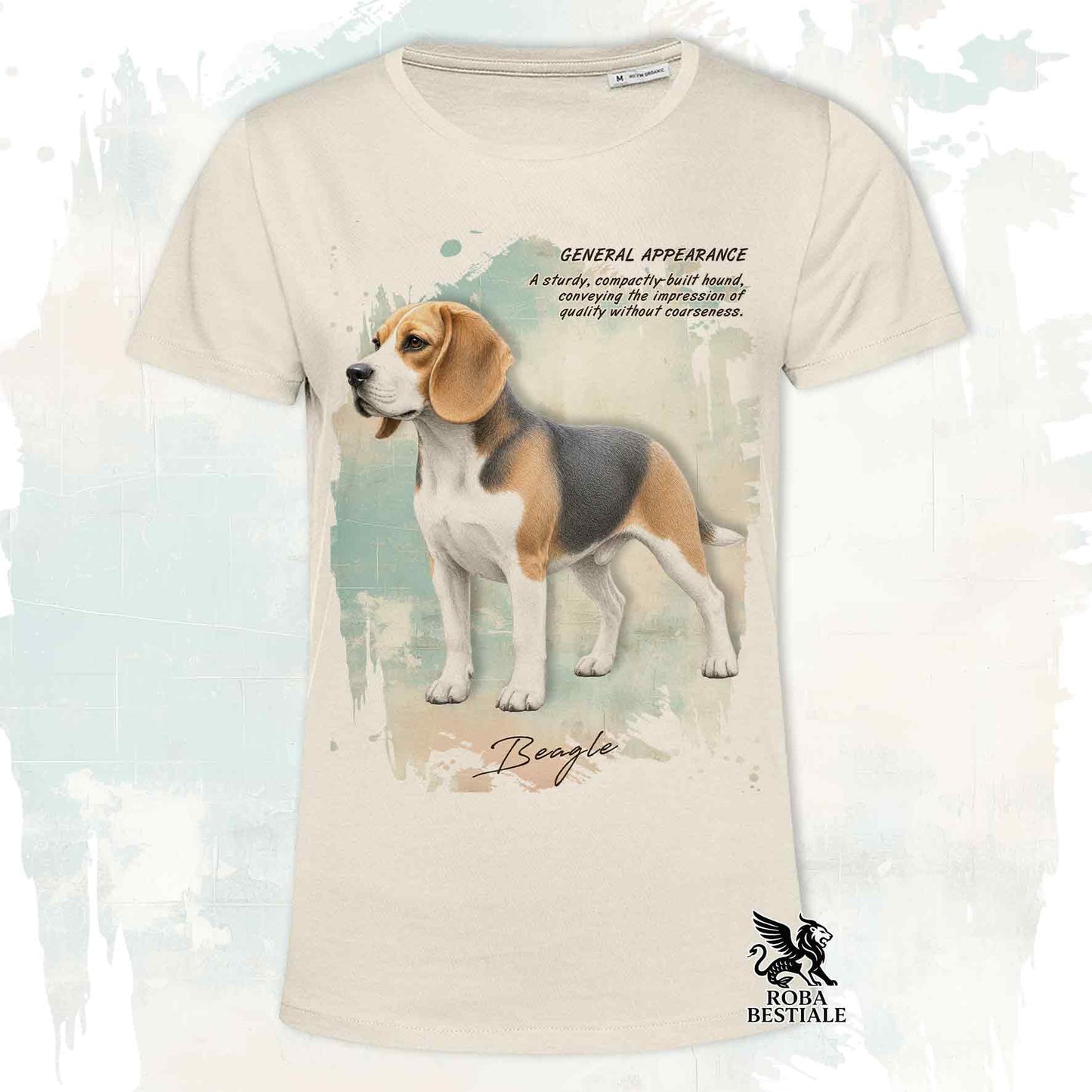 T-Shirt APPEARANCE - BEAGLE Blue Tricolor - Bianca o Beige, da Uomo o da Donna - dalla XS alla 5XL