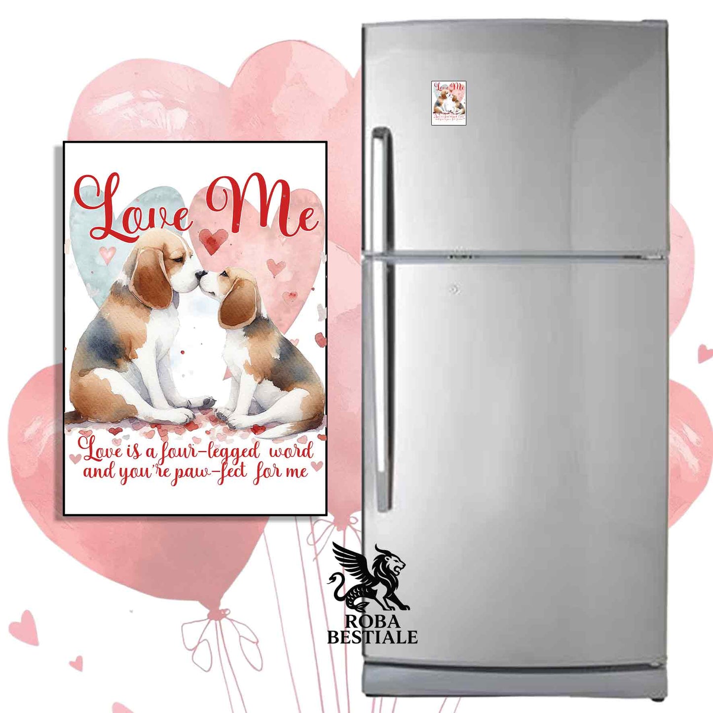 Calamita LOVE ME - BEAGLE Tricolore Blue - in MDF - 7x5 cm