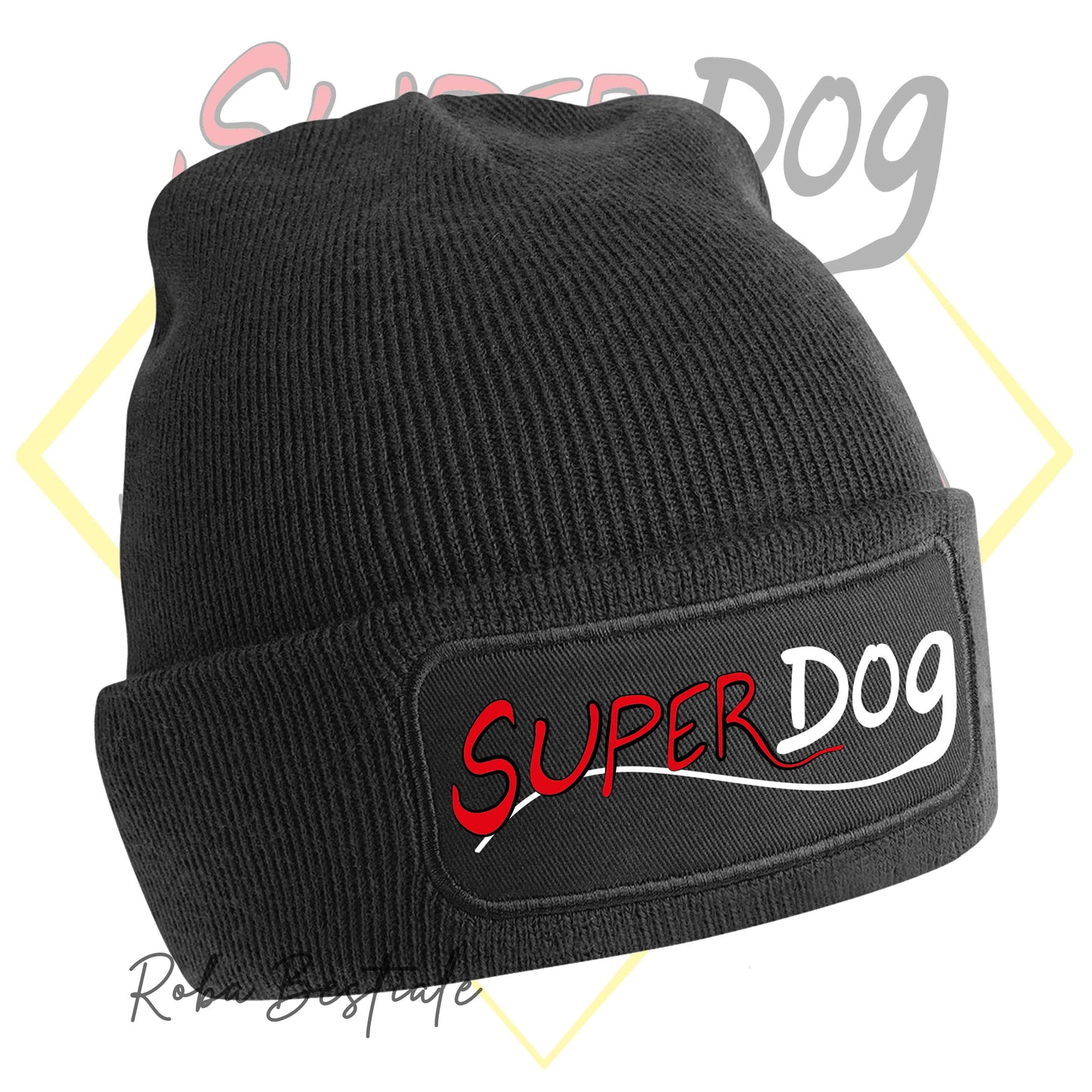 Beanie SUPERDOG - Cappellino Invernale - NERO o BLUE NAVY con logo in vinile
