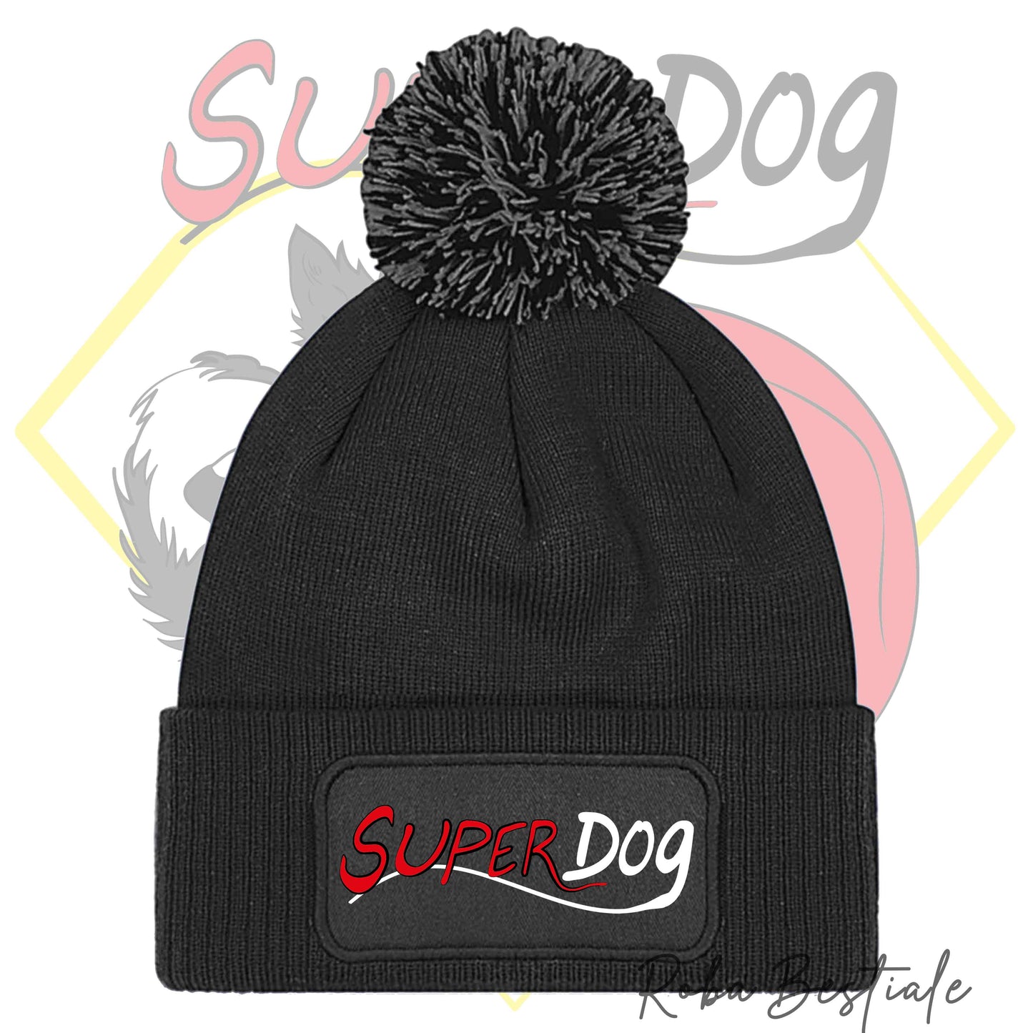 Beanie SUPERDOG - Cappellino Invernale - NERO o BLUE NVY con logo in vinile