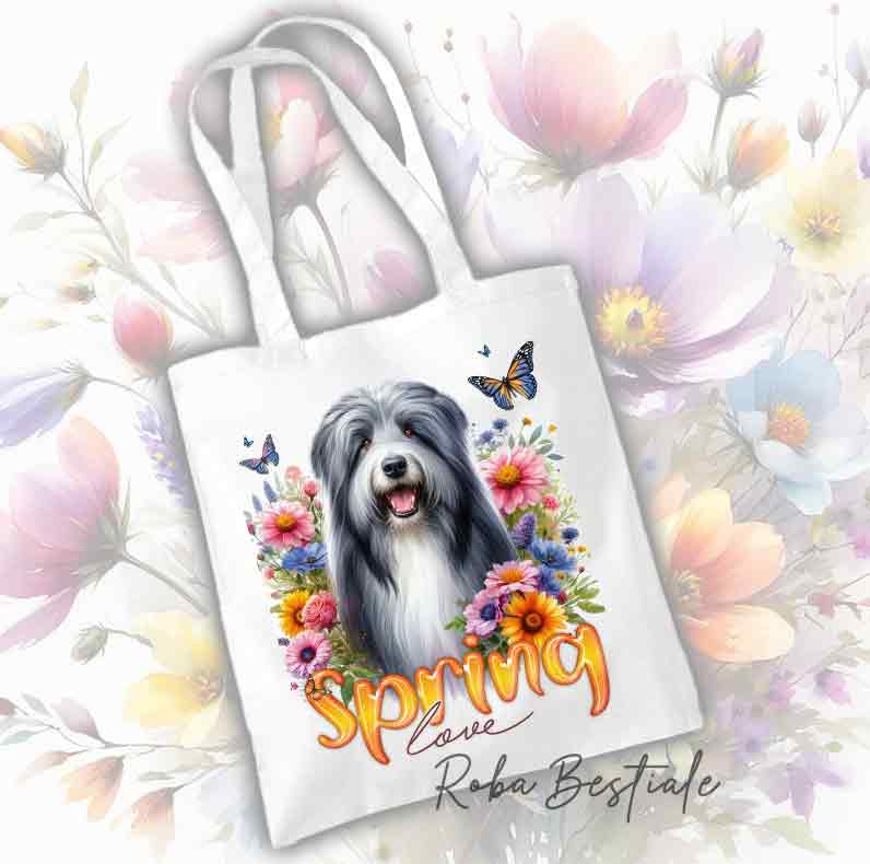 SPRING LOVE Shopper - BEARDED COLLIE