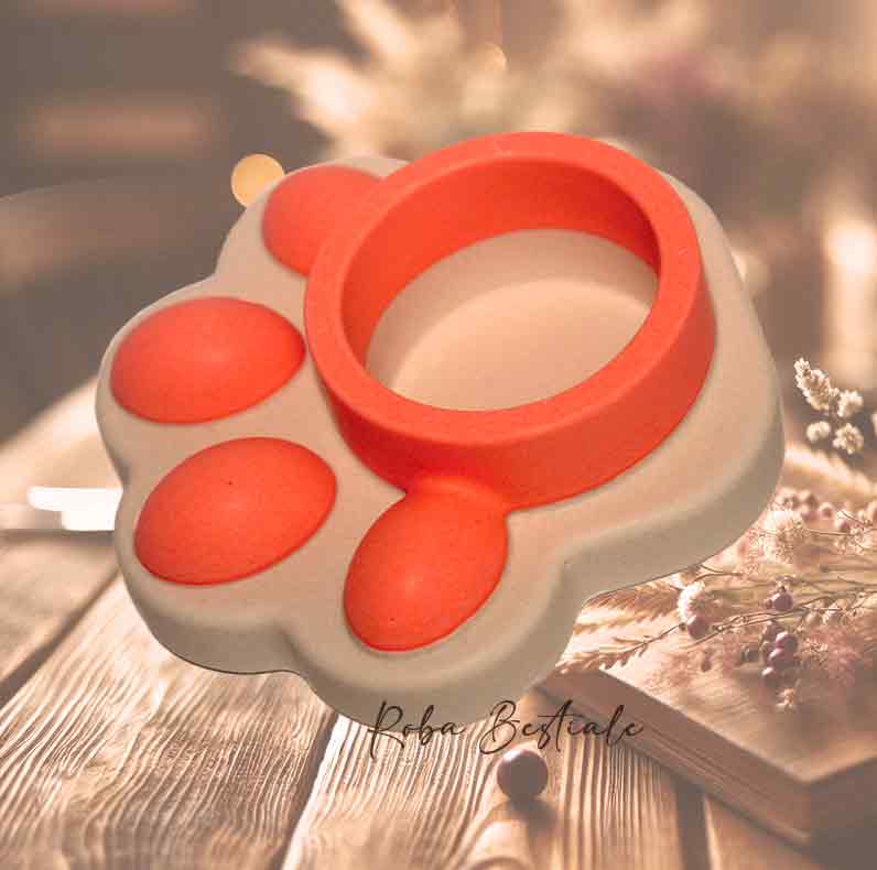 Porta Tea Light ZAMPINA - Base Bianco Panna & dettagli Arancio Fluo - in Jesmonite - 9x9 cm