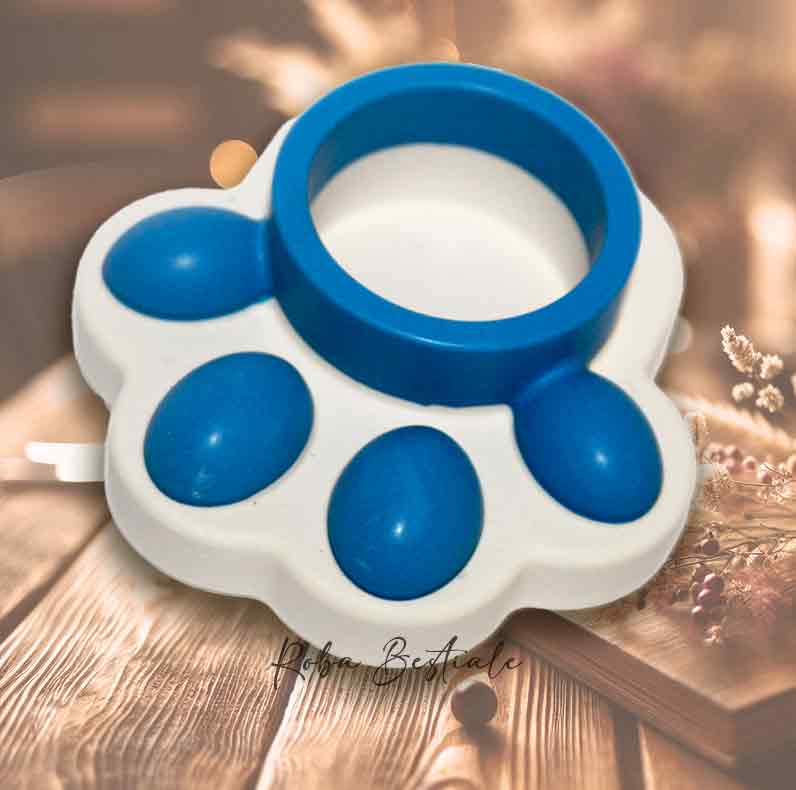 Porta Tea Light ZAMPINA - Base Bianco Panna & dettagli Blue Royal - in Jesmonite - 9x9 cm
