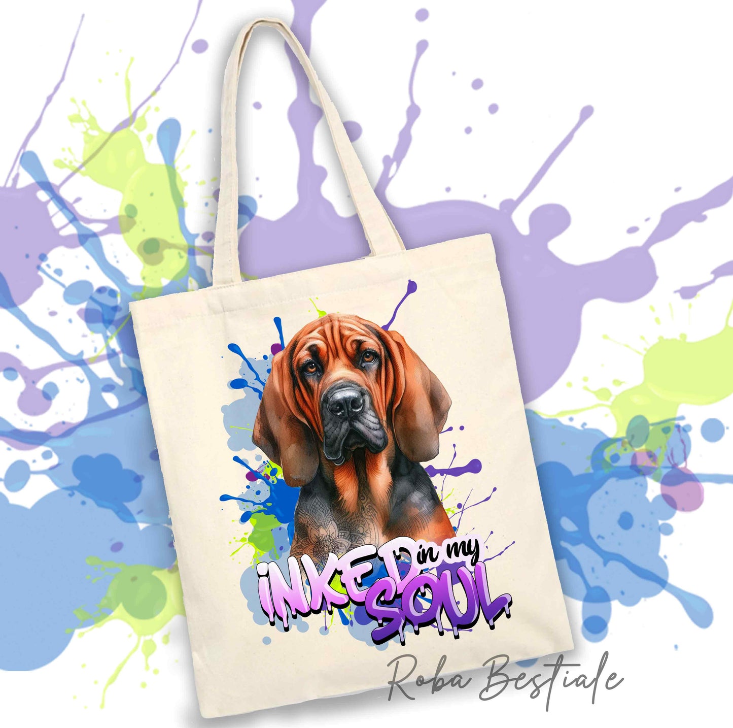 Shopper INKED SOUL - BLOODHOUND Red - 100% Cotone, diversi colori disponibili