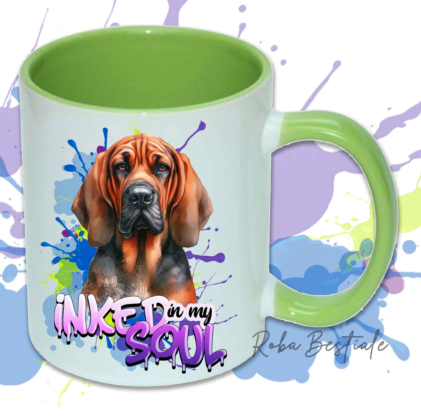 Tazza INKED SOUL - BLOODHOUND Red - In Ceramica, con manico e interno colorato - 330 ml
