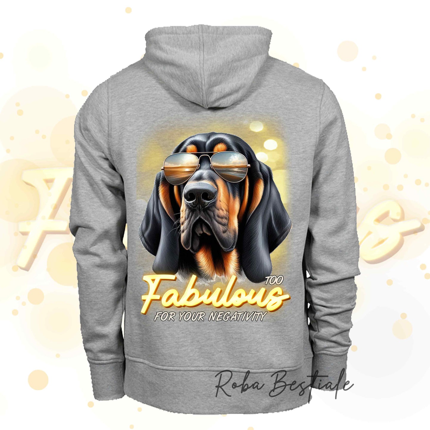 Felpa Invernale TOO FABULOUS - BLOODHOUND Black and Tan - con Cappuccio, Unisex - dalla XS alla 3XL