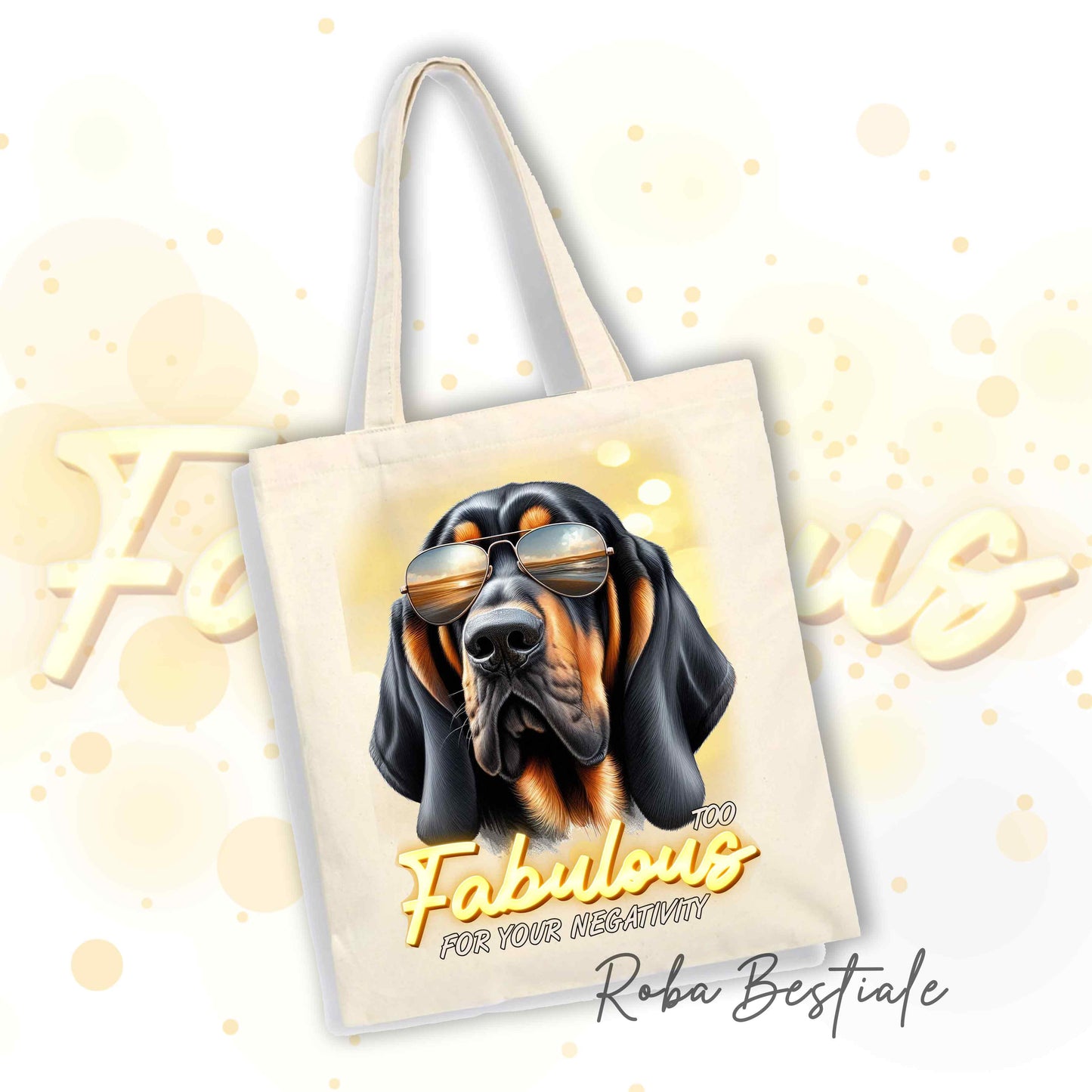 Shopper TOO FABULOUS - BLOODHOUND Black and Tan - 100% Cotone